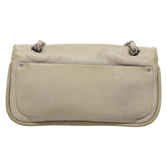 CHANEL Chain Shoulder Bag Lamb Skin Ivory Silver CC Auth 134523 - Picture 3 of 16